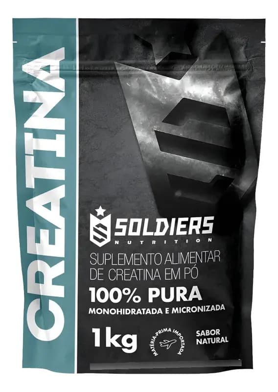 Creatina Monohidratada 1Kg Soldiers Nutrition 100% Pura Importada Alta Performance Músculo Treino